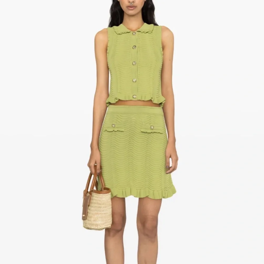 Sandro Olive Green Sleeveless Button-Down Knit Top - Picture 5 of 5